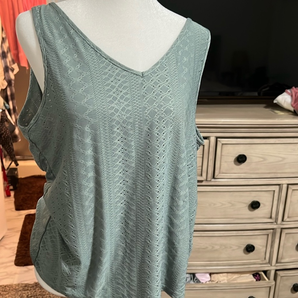 Sexy back lace let tank top. Size L. Great with cutoffs or skirt.